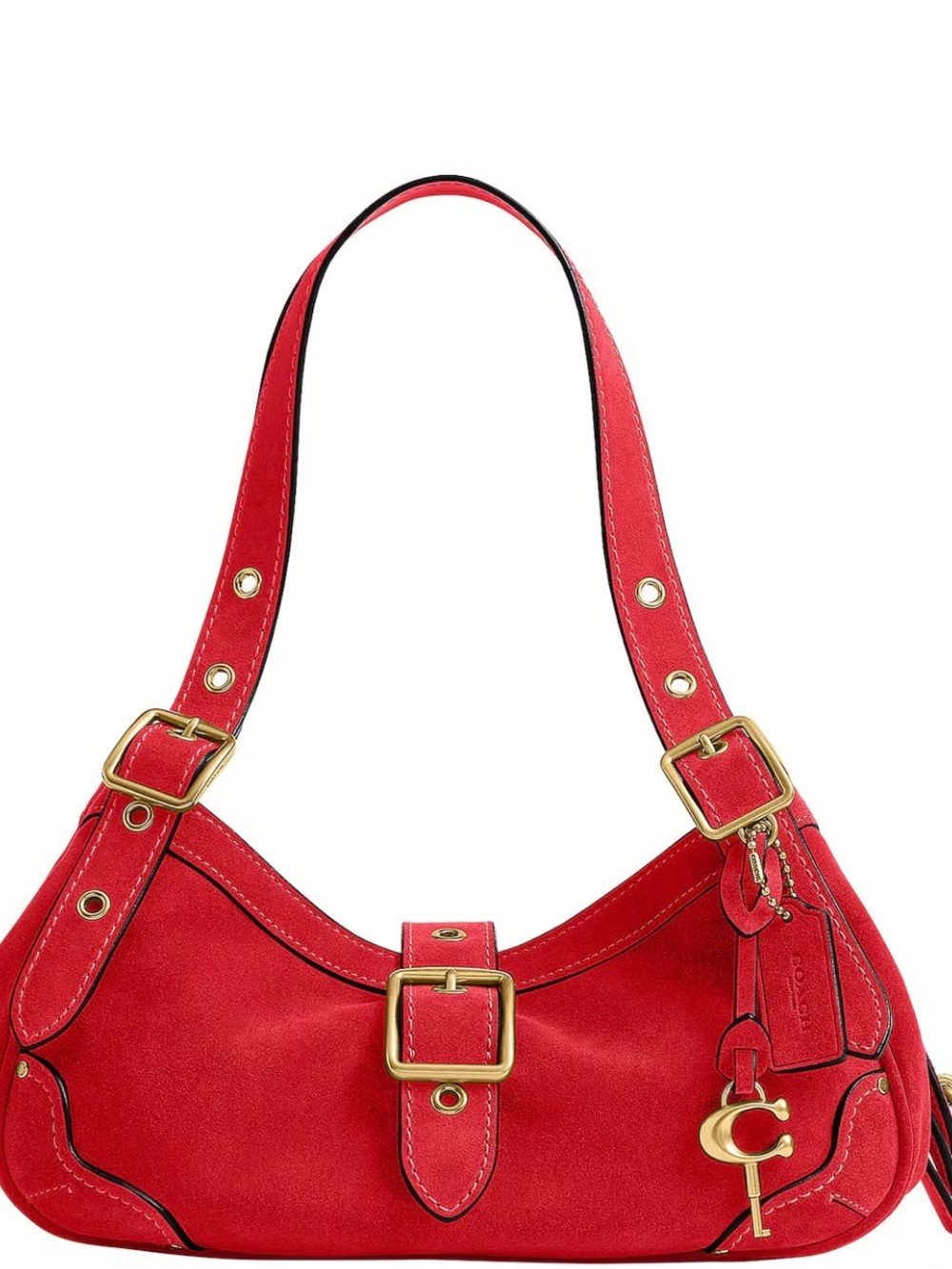 Coach Suede Drifter 31 Candy Apple Red